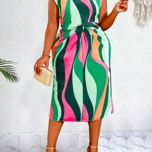 Vibrant Multicolor Midi Dress
